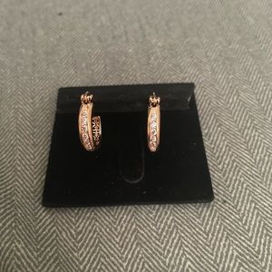Beautiful small cubic zirconia hoops set in 925 sterling silver rose gold tone